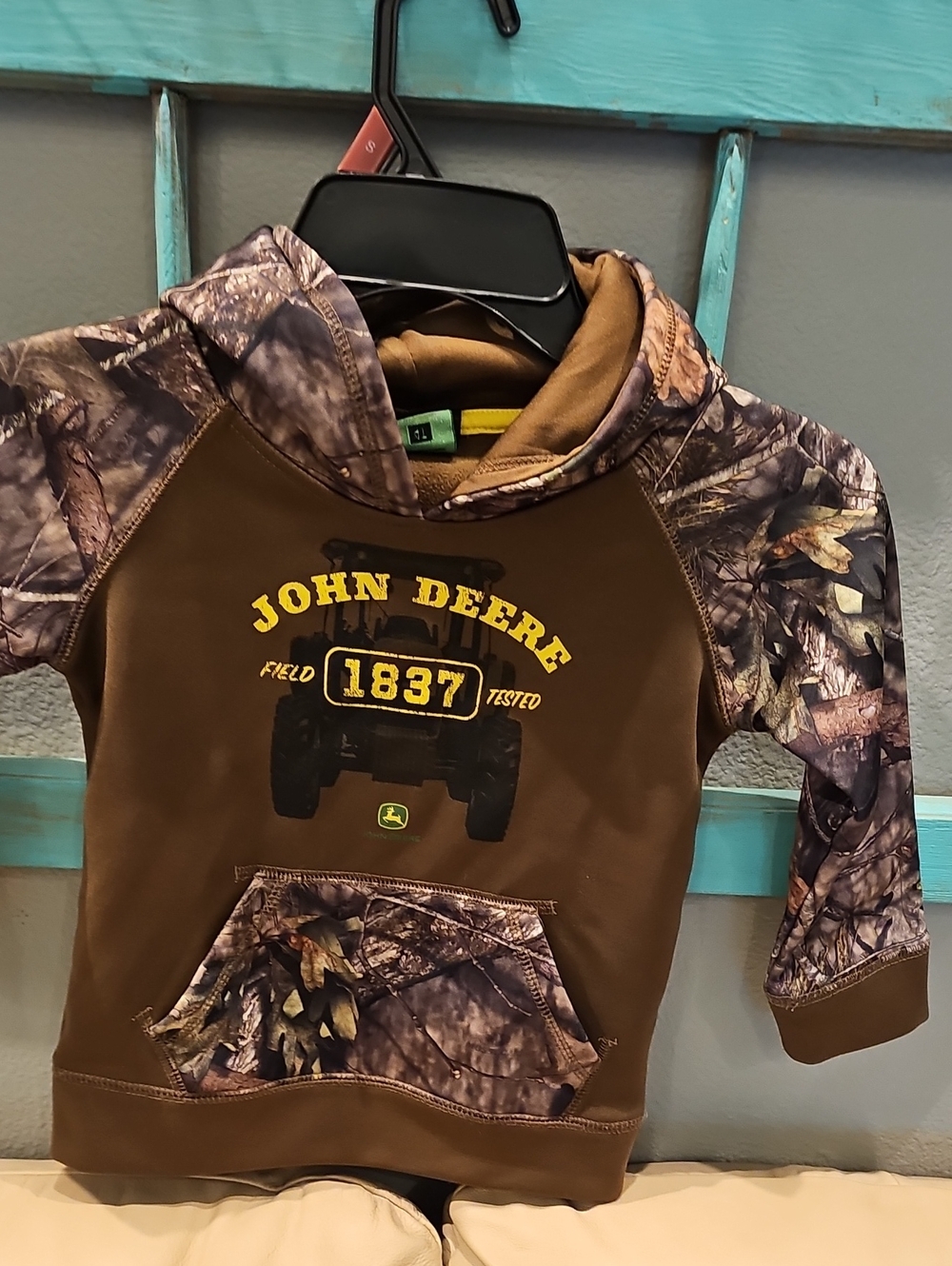 John Deere Brown & Camouflage Boys' Hoodie with 1837 Graphic